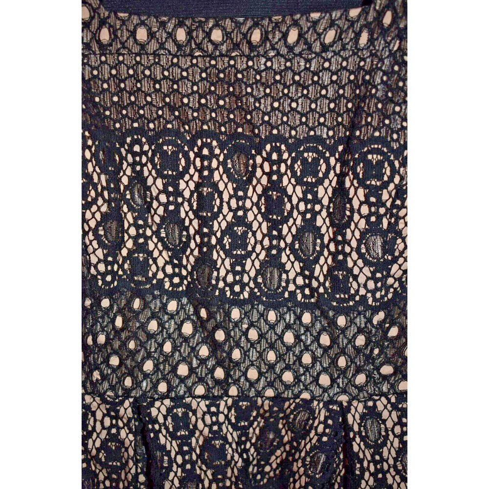 FISHBOWL Lace Sleeveless Party Dress | Black & Tan | Square Neck A-Line | Small - Picture 4 of 5